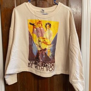 Old Navy Cream Cropped Sweatshirt with Multicolor Star Wars Graphic